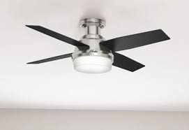 Another modern ceiling fan, but this time on the lighter end of the color spectrum. Hunter 44 Dempsey Low Profile With Light Brushed Nickel Ceiling Fan With Light With Handheld Remote Model 59243 Dan S Fan City C Ceiling Fans Fan Parts Accessories