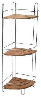 Zenna home bronze shower tension pole caddy. Free Standing Metal Wire Corner Shower Caddy With 3 Bamboo Shelves Color Brown Contemporary Shower Caddies By Evideco Houzz