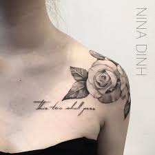 Nina Dinh Tattoos On Instagram Another Rose Shoulder Cap Piece I Did With Some Script Shoulder Cap Tattoo Cap Sleeve Tattoos Tattoos For Women