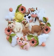 Farm Mobile Barnyard Nursery Sheep Mobile Baby Mobile Crib Mobile Farm Nursery Decor Flowers Mobile Baby Mobile Girl Barnyard In 2021 Baby Mobile Baby Mobile Felt Baby Mobile Girl