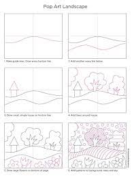 You have to be creative to make your snowy landscape look different than all the other snowy landscapes. Pop Art Lesson How To Draw A Colorful Landscape Art Projects For Kids Landscape Art Lessons Art Worksheets Perspective Art