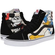 Black And White Vans High Tops Womens Vans Disney Sk8 Hi Reissue Mickey Friends Black Skate Shoes Disney Vans Black Canvas Shoes High Top Vans