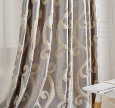 A Pair Of Grey Beige Curtains Made To Order Up To 102 L Dense Jacquard Augusta Pattern Polyester Blend Fabric Luxury Fabric Curtain Panel Beige Curtains Curtains For Grey Walls Curtains