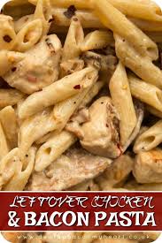 Leftover Roast Chicken And Bacon Pasta Roast Chicken Leftovers Bacon Pasta Leftover Chicken Recipes