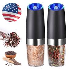 The grinders have caps on the bottom to collect residue and the set. Gravity Electric Salt And Pepper Grinder Set Automatic Pepper And Salt Mill Grinder Battery Operated With Adjustable Coarseness Led Light 1 Pack Walmart Com Walmart Com