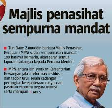 Tun daim zainuddin (bekas menteri kewangan). Majlis Penasihat Sempurna Mandat Pressreader
