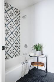 The widest online range of pattern tiles in australia. Black And White Snowflake Pattern Bathtub Wall Tiles Transitional Bathroom