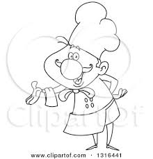 Find the perfect chef cartoon character stock photo. Lineart Clipart Of A Cartoon Black And White Male Chef Presenting Royalty Free Outline Vector Illustration By Yayayoyo 1316441