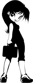 Black And White Vector Art Anime Vector Black And White Cartoon Female White Collar Vector