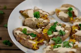 Smashed Potatoes With Vegan Garlic Aioli Recipe Whole Food Recipes Aioli Smashed Potatoes