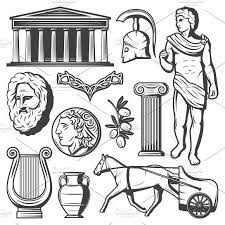 Vintage Ancient Greece Elements Set Ancient Drawings Ancient Greek Art Ancient Greece Art