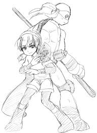 Donnie And April 2012 Turtle Coloring Pages Ninja Turtle Coloring Pages Tmnt 2012