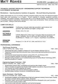 Sample Technical Resume Technical Support Specialist