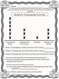 thanksgiving line plots tally chart bar graph pictographs