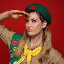 New NZ castmember Bynley Stent has scout badges representing famous moments  from the show