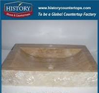 Chinese High Reputaion Factory Supplier Beige Travertine Stone Sink,  Rectangle Basins with Different Colors for Outdoor and Indoor Decoration