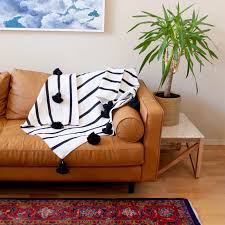 Black And White Throw With Tassels Authentic Hand Woven Moroccan Throw Blanket With Tassels Black And White Stripes Moroccan Throw Blanket Throw Blanket Blanket