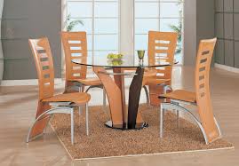 modern natural wood veneer glass dining