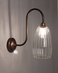 Upton Ribbed Glass Swan Neck Bathroom Light Wall Lights Glass Bathroom Contemporary Wall Lights