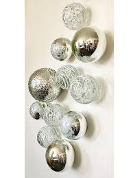 Wall Spheres Silver White Set Of 11 In 2021 Wall Spheres Spheres Decorative Spheres