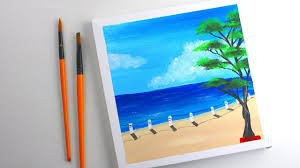 Choosing a subject matter can be difficult, especially for new acrylic painters who are looking to build skills. Ocean Painting Easy Acrylic Painting Youtube Simple Acrylic Paintings Acrylic Painting Trees Ocean Painting