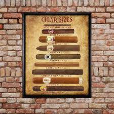 Cigar Size Chart Cigar Poster Tobacco Print Man Cave Wall Art Home Decor Fathers Day Vi174 Man Cave Wall Art Cigar Art Man Cave Wall