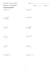 Read about logarithms (algebra reference) in our free electronics textbook. Properties Of Logarithms Kuta Software Infinite Algebra 2 Name Properties Of Logarithms Date Period Expand Each Logarithm 1 Log 6 11 5 2 Log 5 3 4 Course Hero