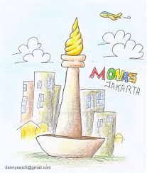 Monumen nasional contoh gambar mewarnai. Sketsa Monas Shefalitayal
