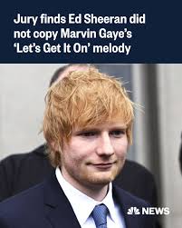 BREAKING: Jury decides Ed Sheeran did not copy parts of Marvin Gaye's  'Let's Get It On' melody in his hit 'Thinking Out Loud.' The case stemmed  from a lawsuit first filed in