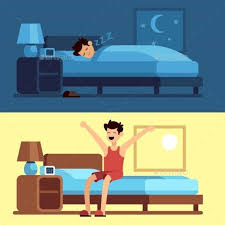 Man Sleeping And Waking Up People Characters Ilustrasi Kartun Ilustrasi Orang