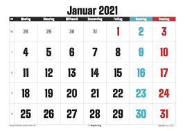 Kostenloser pdf und excel kalender zum download kalender 2021 nachfolgend finden sie eine übersicht über. Kalender Januar 2021 Zum Ausdrucken Mit Feiertagen Kalender 2021 Zum Ausdrucken