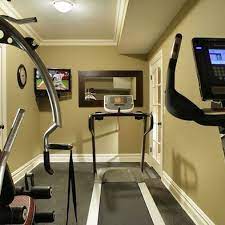 Learn how to recreate this zen look at the link below. Exercise Room Small Gym Design Ideas Pictures Remodel And Decor Small Home Gyms Cheap Home Gym Workout Room Home