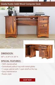 Gisela Solid Wood Computer Desk With Wooden Keyboard Tray Wood Computer Desk Desk Office Furniture Design