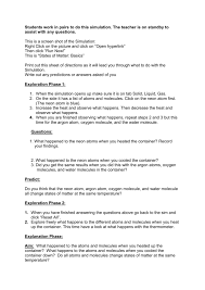States Of Matter Worksheet