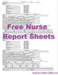 Nursing Report Sheet Templates Free Report Sheets For Nurses