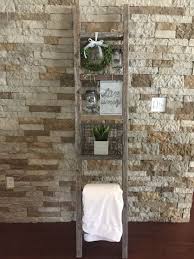 My Diy Project Is Complete Rustic Wood Ladder Decor I Got The Ladder On Amazon And Every Wood Ladder Decor Rustic Ladder Decor Rustic Living Room Furniture