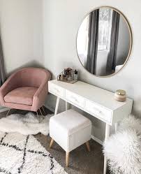 Beautiful Simple Makeup Vanity Chic Pink Vanity Bedroom Decor Cute Room Decor Built In Dressing Table