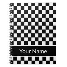 Black And White Checkered Pattern Name Black And White Checkered Personalized Name Notebook Zazzle Com Black And White Style Classic Gifts Checkered Pattern