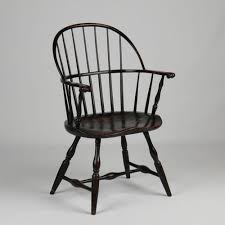 American Black Painted Sack Back Antique Windsor Arm Chair With Carved Knuckles Early American Furniture Windsor Chair Chair