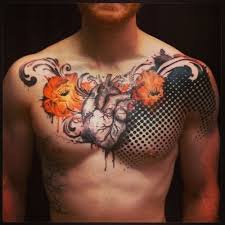 Crazy Halftone Tattoo Ink Inked Rebelcircus Chest Tattoo Men Cool Chest Tattoos Star Tattoos For Men