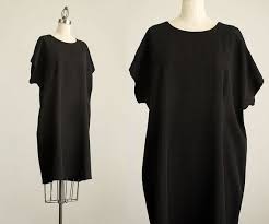 90s Vintage Black Minimalist Slouchy Tunic By Shopcherievintage Sack Dress Slouchy Tunic 90s Fashion