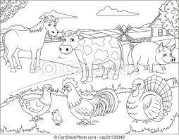 Coloring book farm cartoon educational. Coloring Book Farm Cartoon Educational Game Vector Illustration Canstock