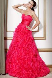 Hot Pink Strapless Gown With Rosette Skirt Gowns Pink Ball Dresses Hot Pink Dresses
