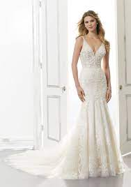 Beautiful strapless mermaid dress with sweetheart neckline, lace bodice and tulle skirt. Mermaid And Fit To Flare Wedding Dresses Morilee
