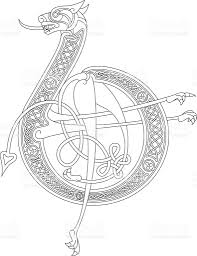Celtic Initial Drawing Of The Letter B In Black And White This Book Of Kells Celtic Free Vector Art