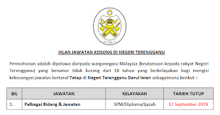 Jawatan kosong polis 2019 sandakan sabah (1). Jawatan Kosong Di Negeri Terengganu Kelayakan Spm Diploma Ijazah Jawatan Kosong Kerajaan Swasta Terkini Malaysia 2021 2022