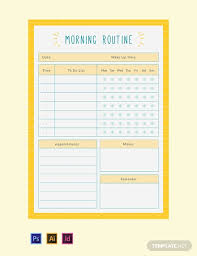 Free Morning Routine Planner Template Word Excel Psd