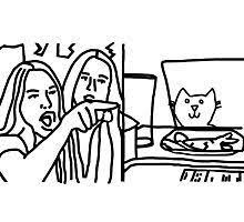 Woman Yelling At Cat Meme Outline By Ellenhenry Redbubble Cat Memes Simple Line Drawings Cat Outline