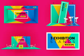3 Exhibition Stands Mockups Mockupslib Exhibition Stand Business Card Mock Up Mockup