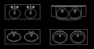 bathroom double sink cad block dwg free